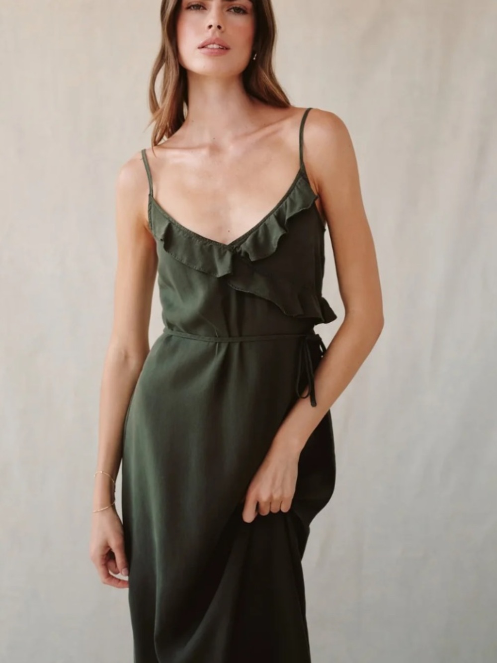 Bella Dahl Ruttle Cami Midi Dress nwt
